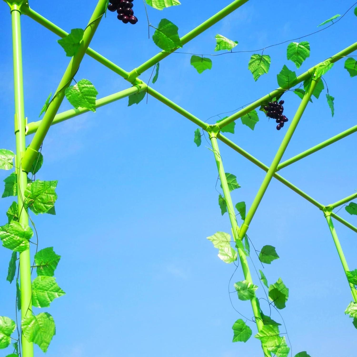 OUTOUR Large Grape Vine Support Arch Arbor Gazebo Trellis Rack Pergola 118'' L x 79'' W x 90.5'' H Plastic-Coated Metal Large Cane Frame for Vineyard Outdoor Patio Lawn Yard Garden Decoration White