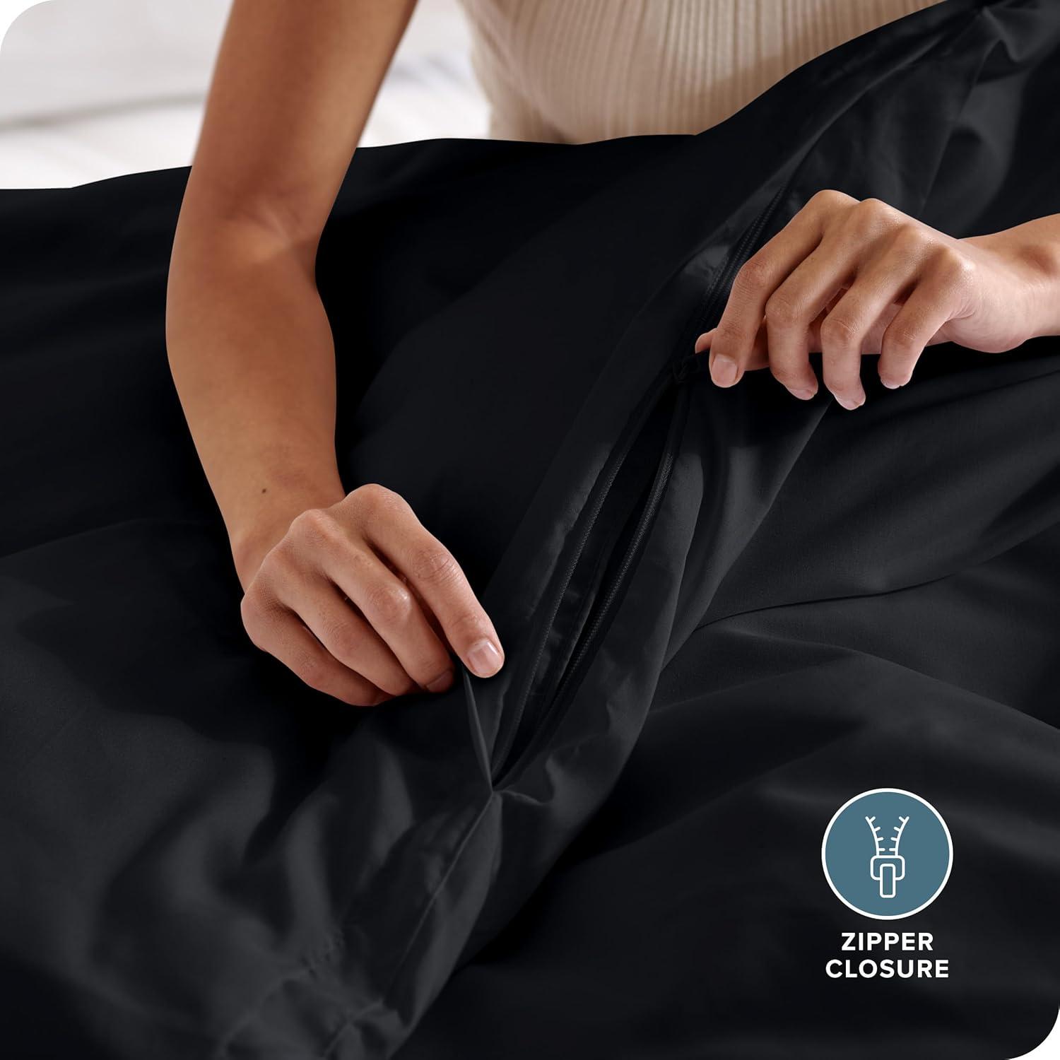 Full Black Double Brushed Duvet Cover Set by Bare Home