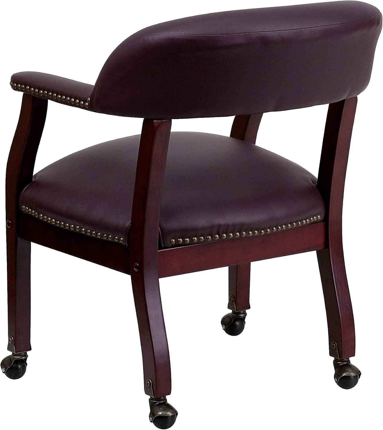 Leather Seat Waiting Room Chair with Wood Frame