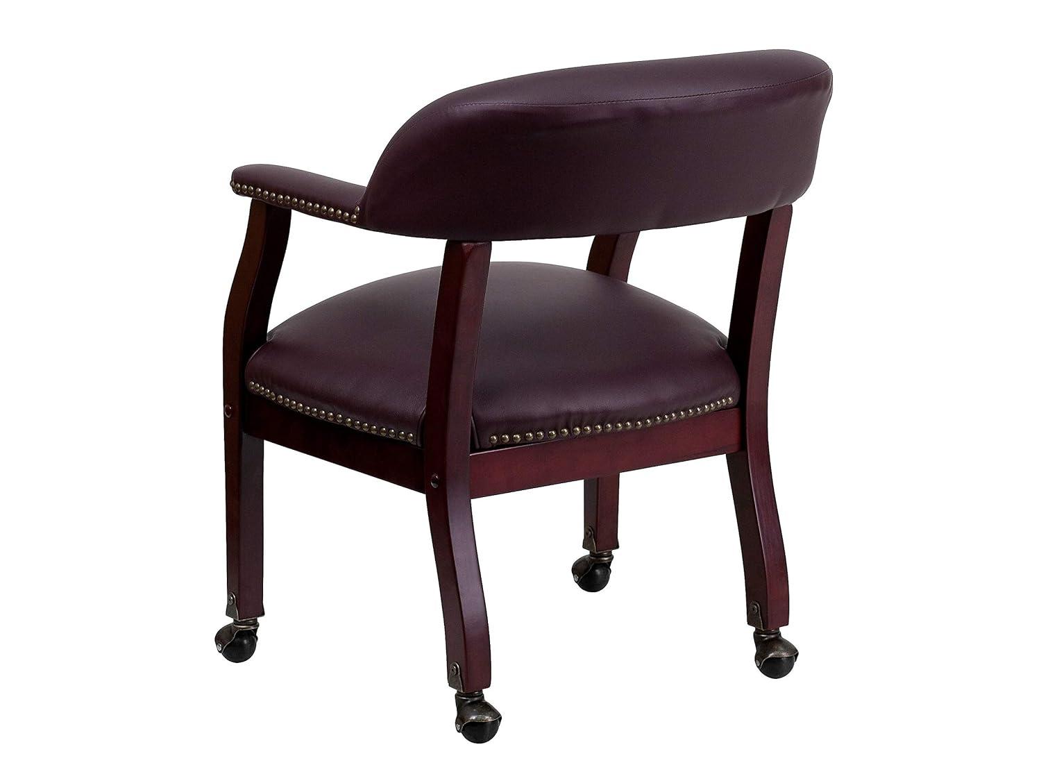 Leather Seat Waiting Room Chair with Wood Frame