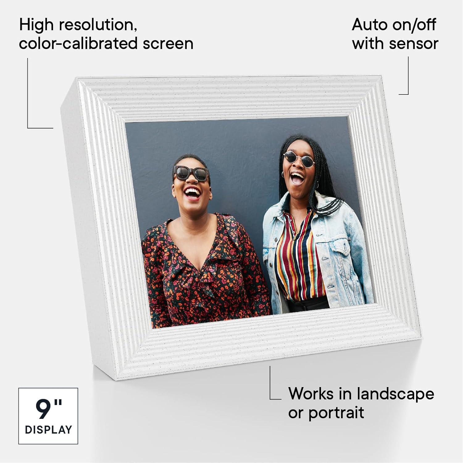 Mason by Aura Frames 9-inch HD Wi-Fi Digital Picture Frame with Free Unlimited Storage - White Quartz
