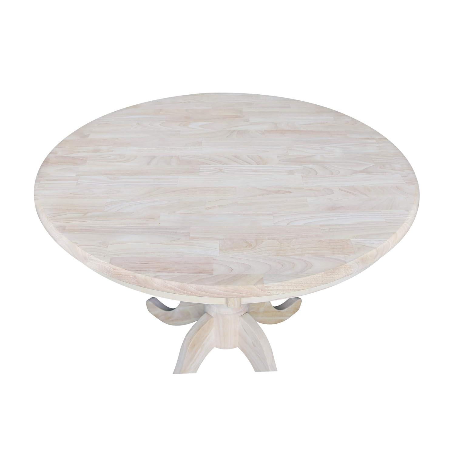 36" Round Top Pedestal Dining Table Unfinished - International Concepts