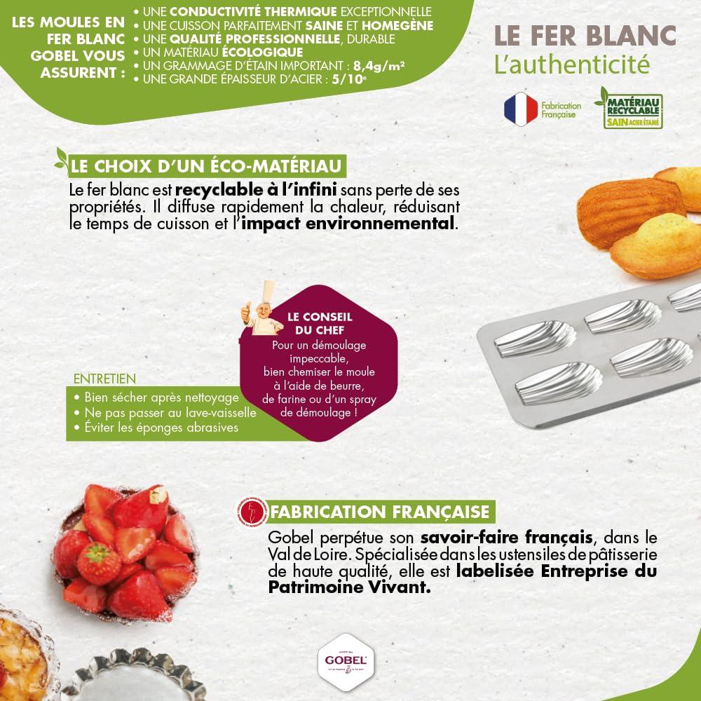 Gobel 12 Count Heavy Tinned Steel Madeleine Sheet Pan, Made in France