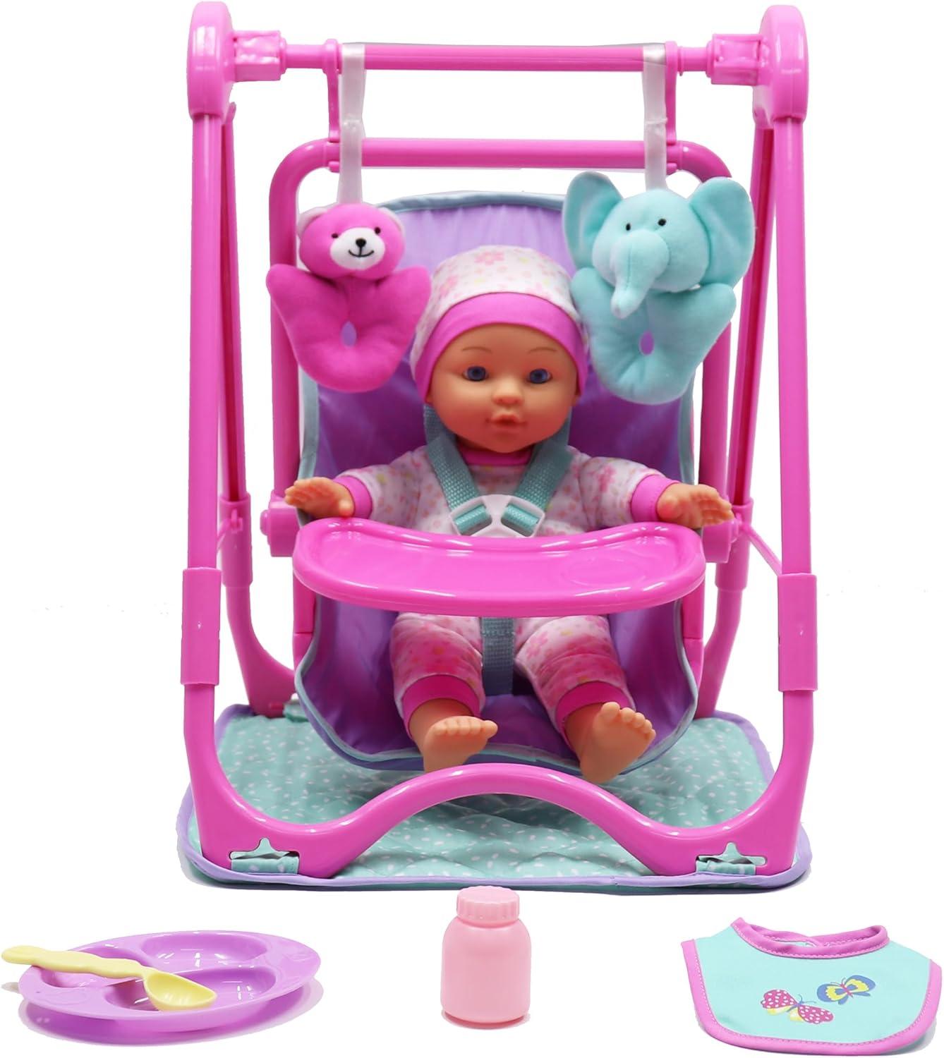 Dream Collection: 12 " Baby Doll 4-In-1 High Chair Play Set -Ages 2+