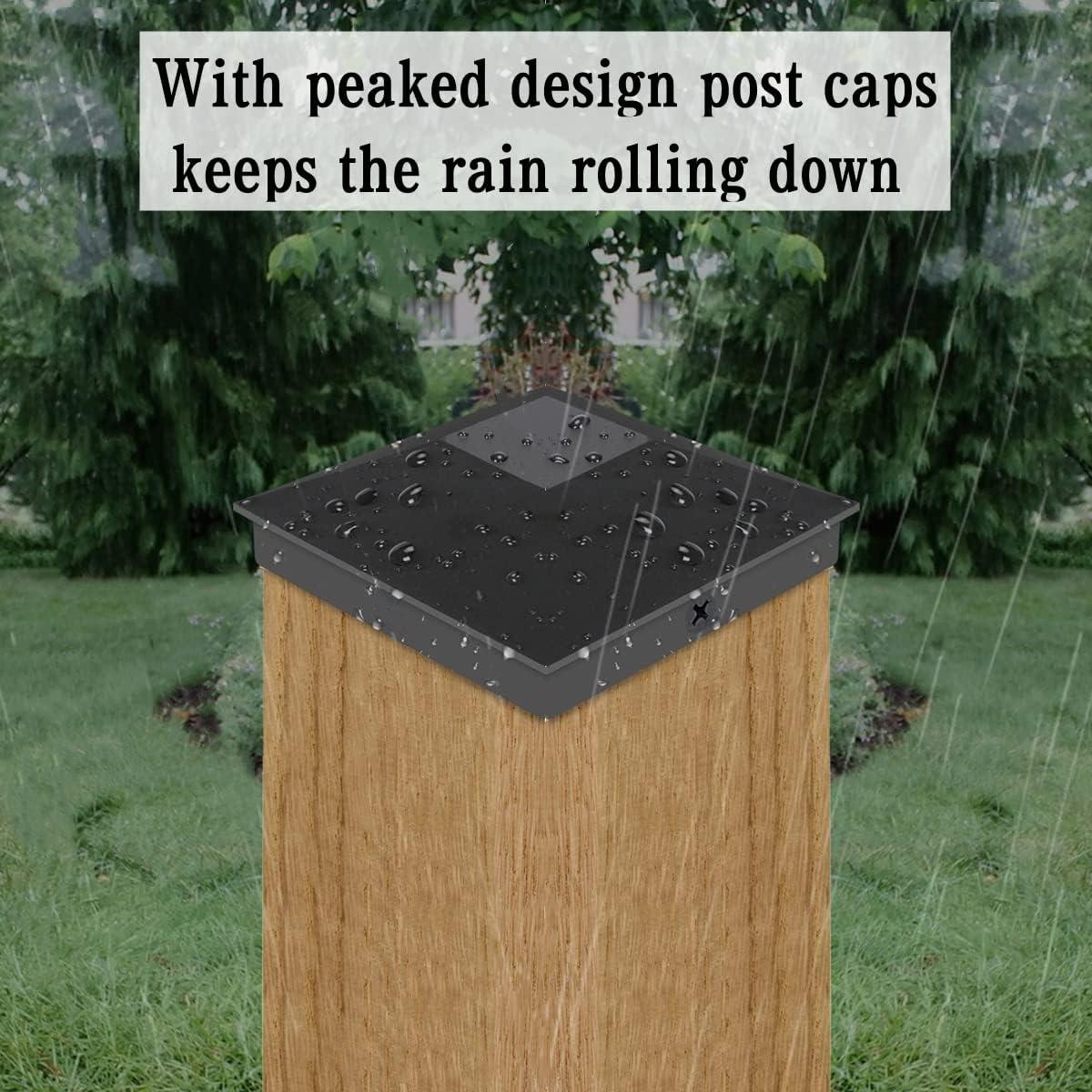 Black PP Plastic 3.5" x 3.5" Fence Post Caps, 24-Pack