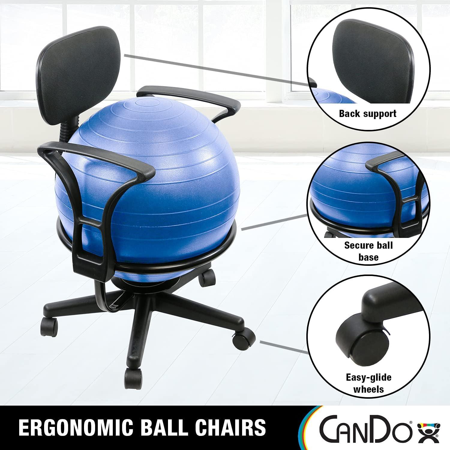 CanDo® Ball Chair - Metal - Mobile - with Back - with Arms - with Blue Ball