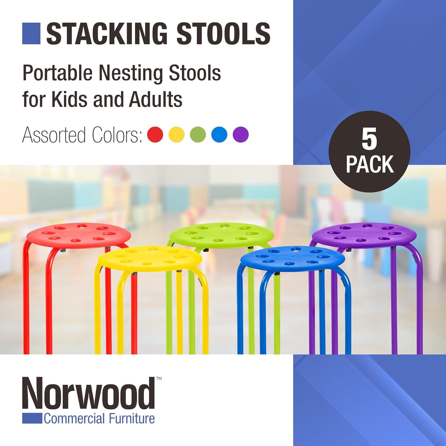 Assorted Color Plastic Stacking Classroom Stool