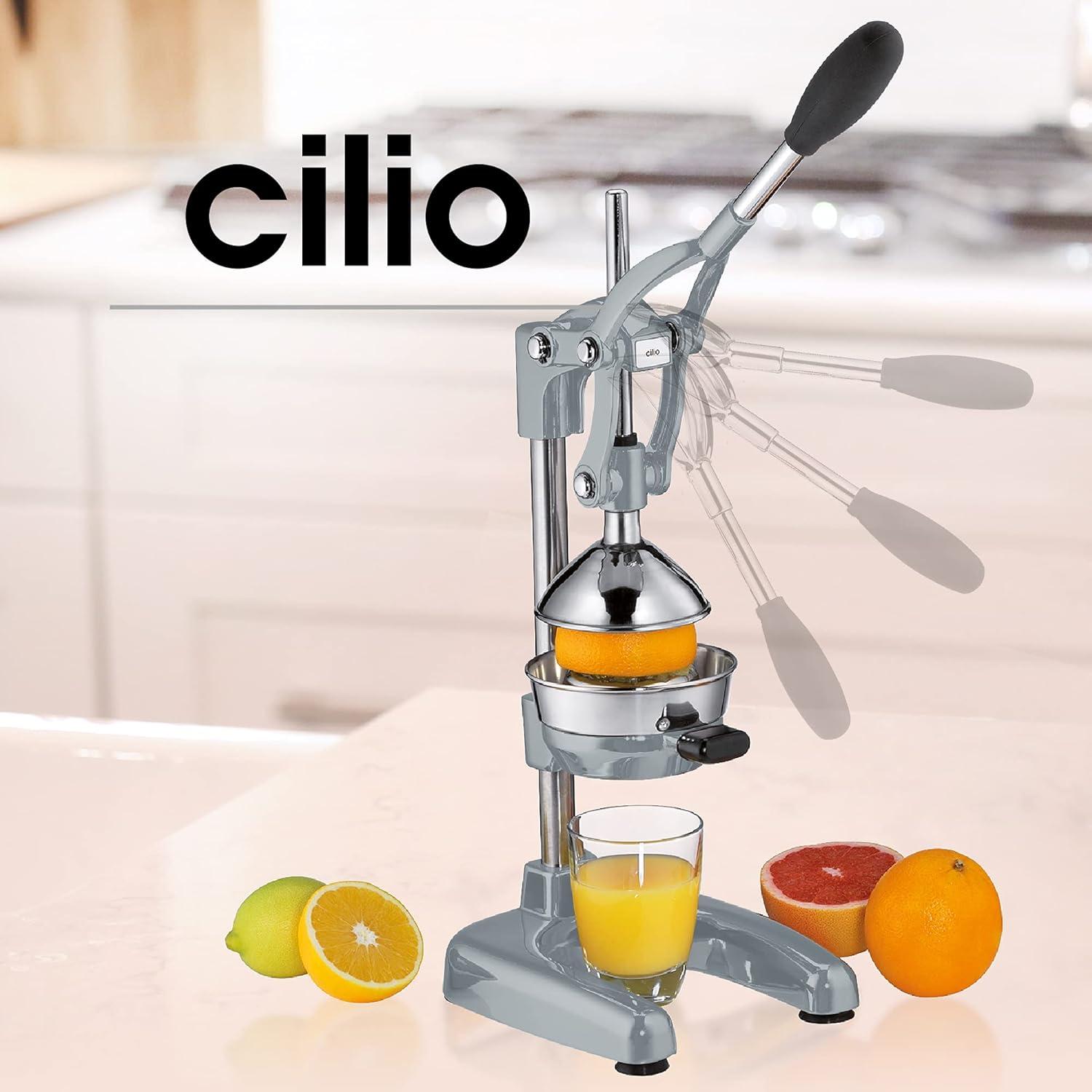 CILIO "Amalfi" Citrus Press, silver matte, 7" x 8" x 16.5"