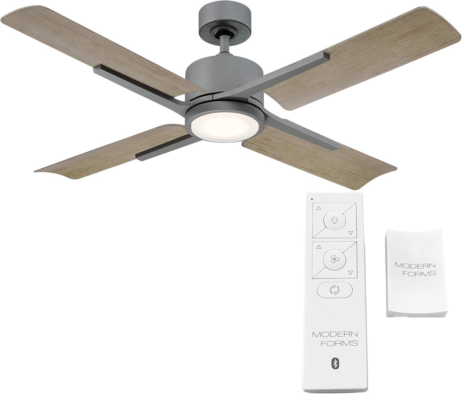 Cervantes Indoor and Outdoor 4-Blade Smart Ceiling Fan 56in Graphite Weathered Gray with 3000K LED Light Kit and Remote Control