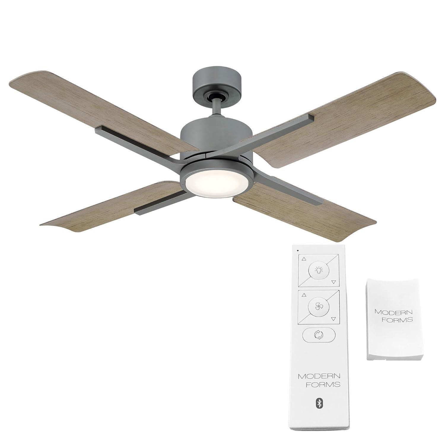 Cervantes Indoor and Outdoor 4-Blade Smart Ceiling Fan 56in Graphite Weathered Gray with 3000K LED Light Kit and Remote Control