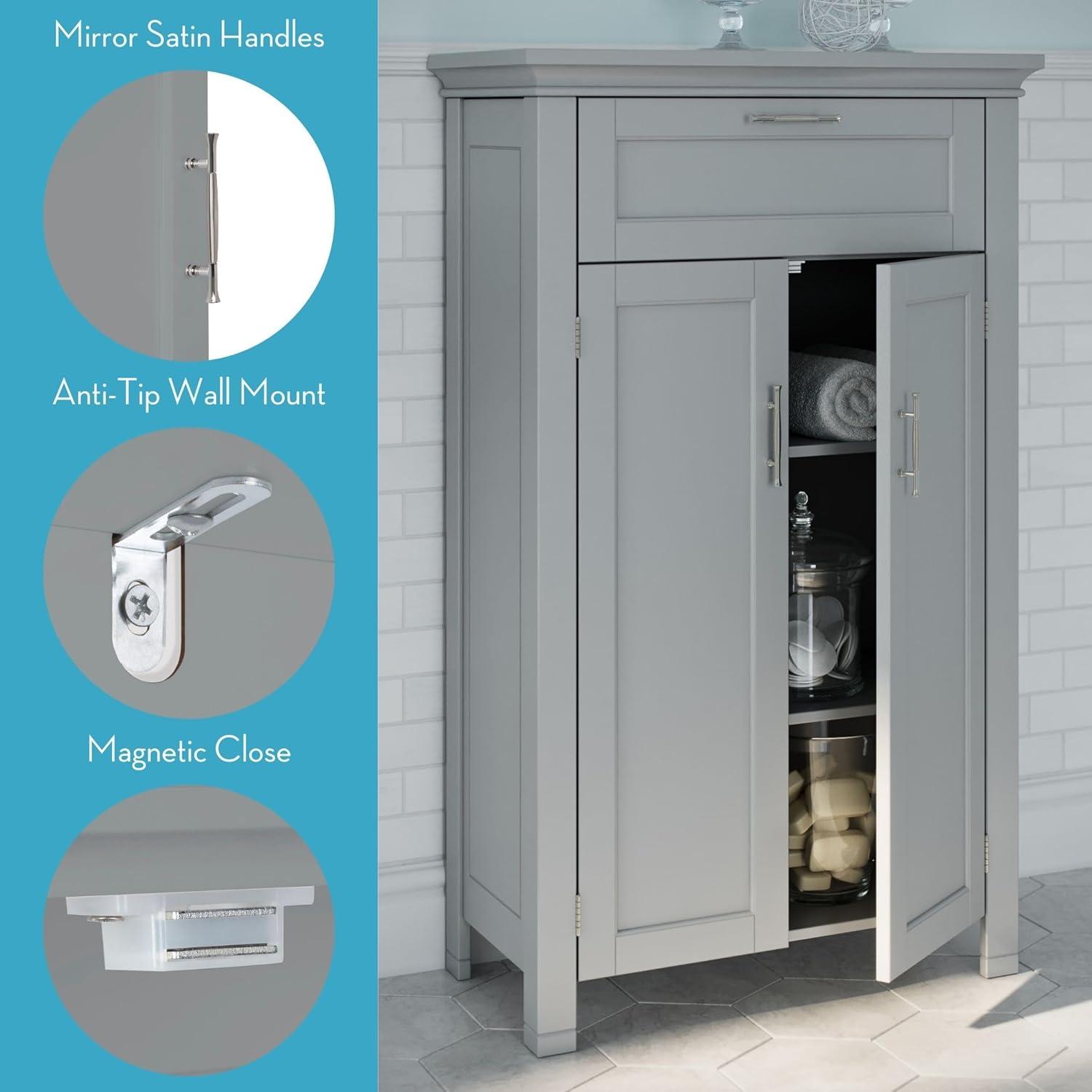 RiverRidge Somerset Two-Door Bathroom and Laundry Storage Cabinet with Drawer and Adjustable Shelf