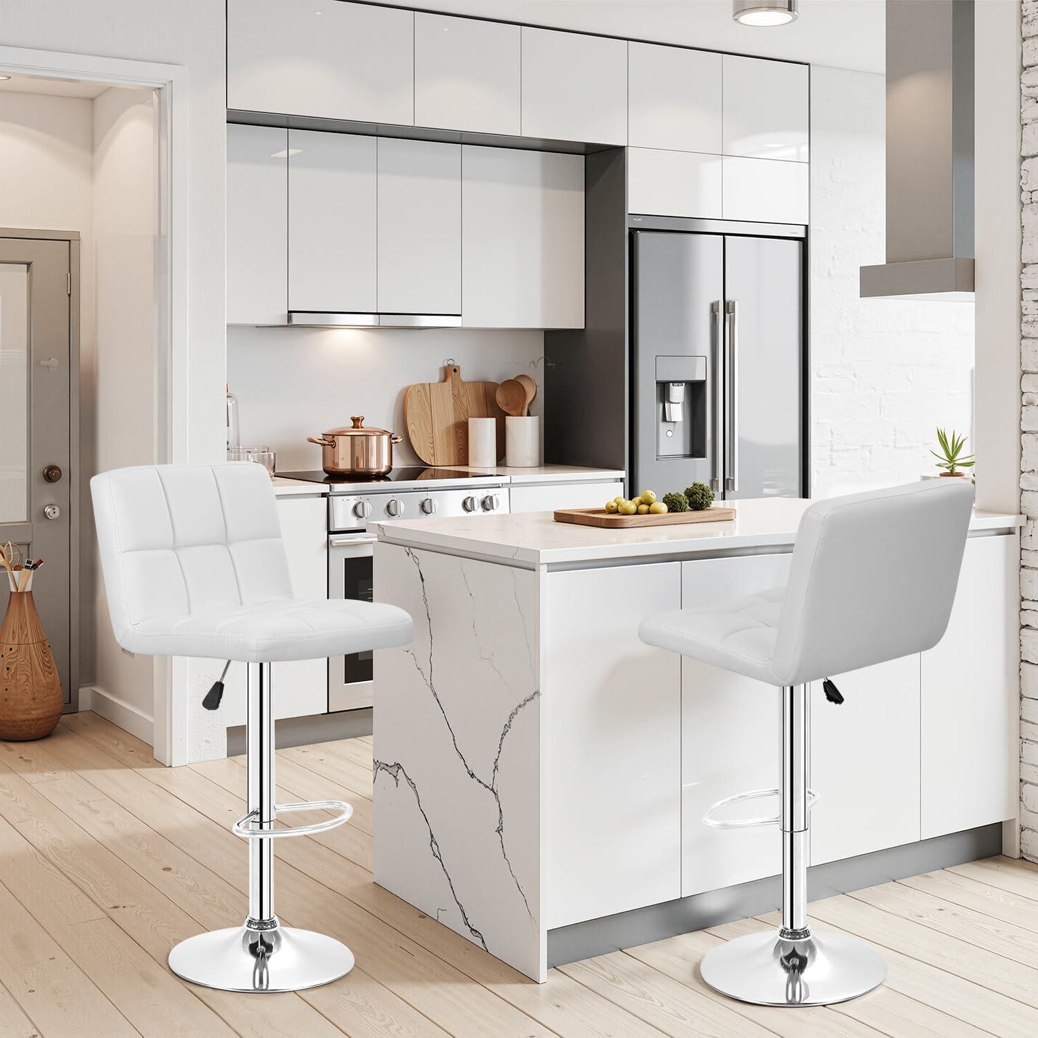 Bar Stools 1 Set Of 2, Counter Height Bar Stools, Square Cushion Bar Stools With Back, Footstool, Cafe, 2 Pieces