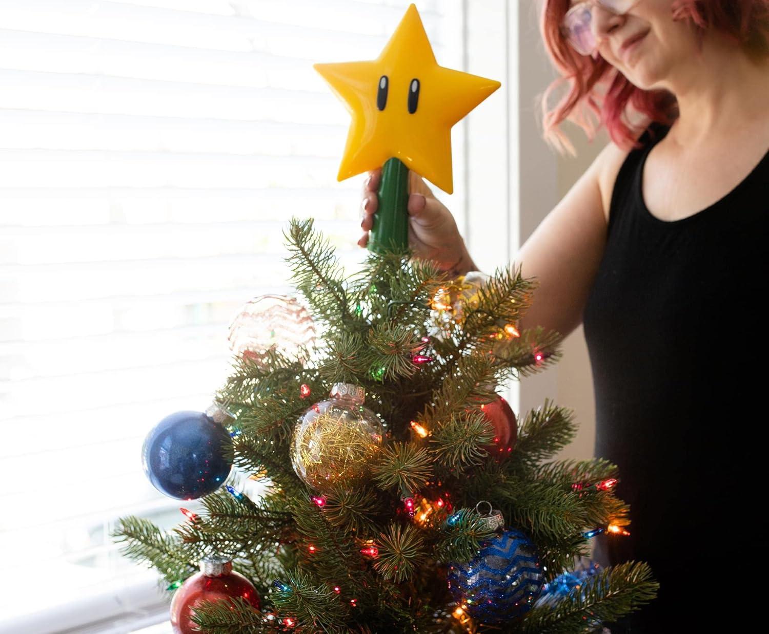 Mario Super Star Yellow Plastic Light-Up Christmas Tree Topper