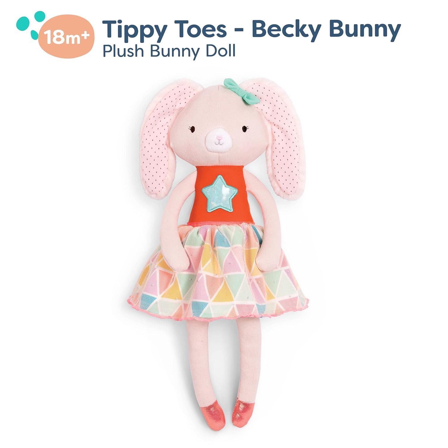 B. toys- B. softies- 15" Plush Bunny- Soft Stuffed Animal for Baby, Toddler, – Orange & Pastel Outfit- Washable Rabbit- Tippy Toes- Becky Bunny- 0 Months +