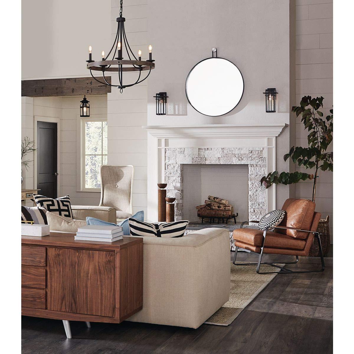 Progress Lighting Gulliver 5-Light Chandelier, Graphite Finish, Wood Grained Texture Shade