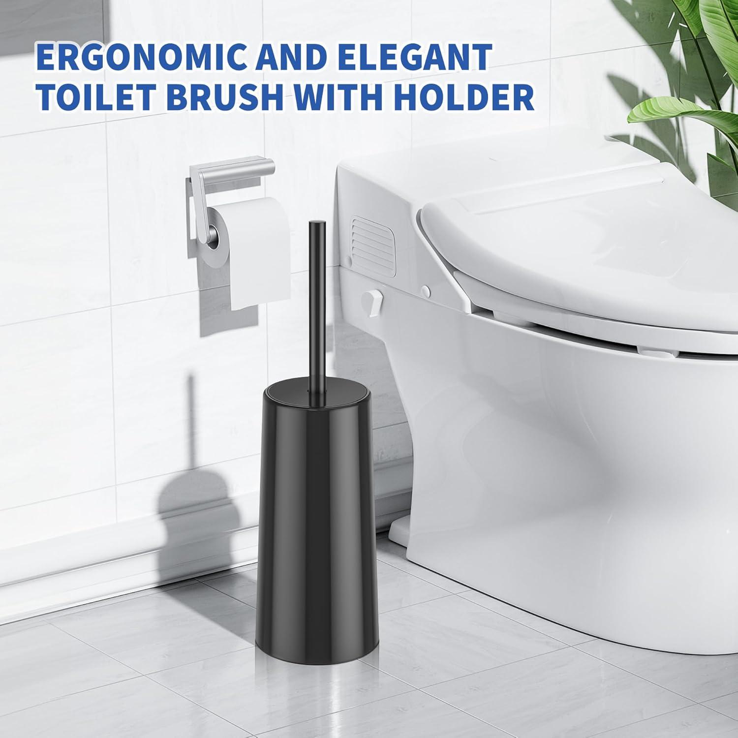 Black Stainless Steel Toilet Brush and Holder Set