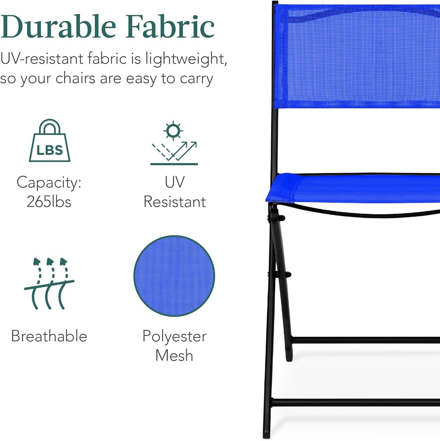 George Oliver 3-Piece Patio Bistro Dining Furniture Set W/ Glass Tabletop, Folding Chairs