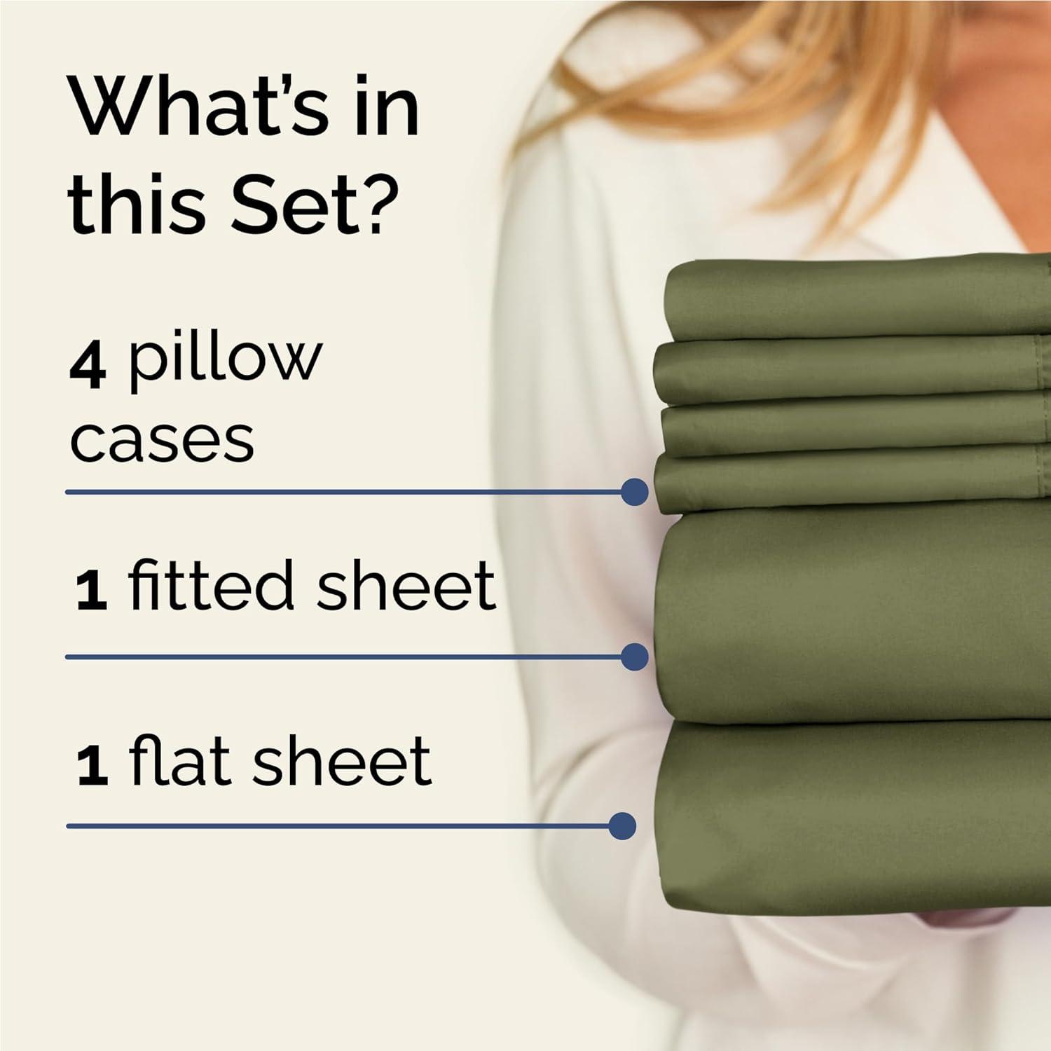 CGK Linens 6 Piece Soft & Cooling Solid Sheet Set - Wrinkle Free Luxury Bed Sheets