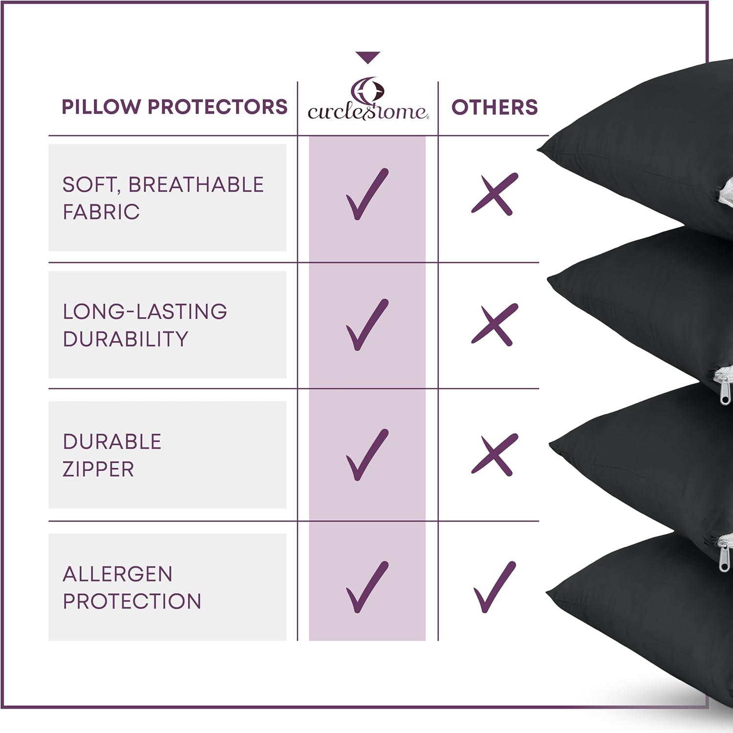 100% Cotton Zippered Pillow Protector (2 pck) Standard - Charcoal