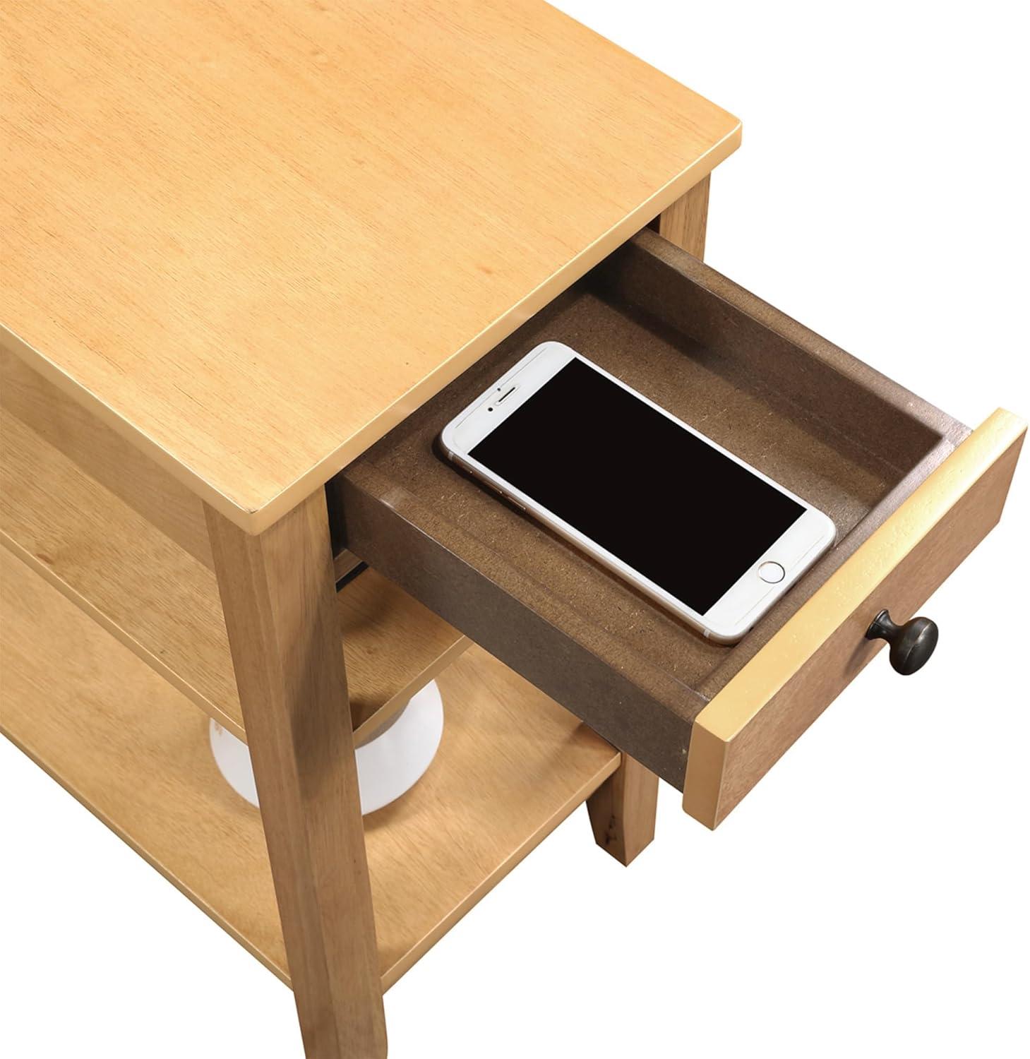 Convenience Concepts American Heritage End Table/Charging Station, Natural