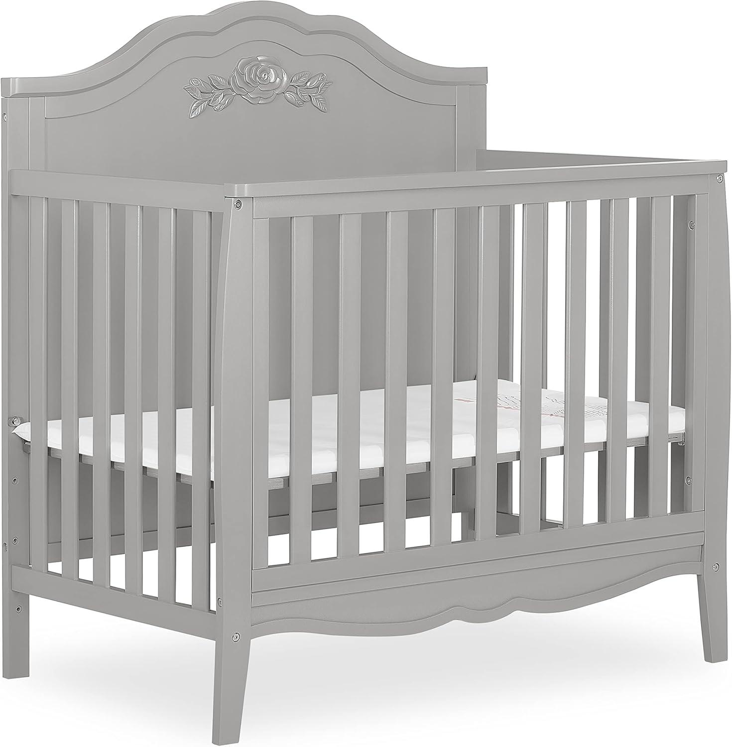 Rose Platinum 4-in-1 Convertible Mini Crib with Rose Detailing