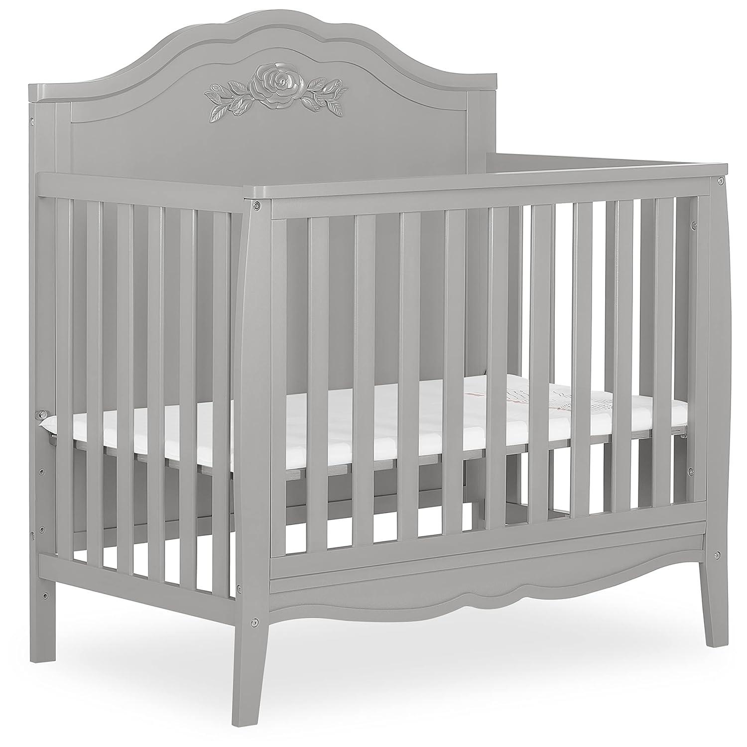 Dream On Me Jasmine 4-in-1 Convertible Mini Crib, New Zealand Pinewood, White