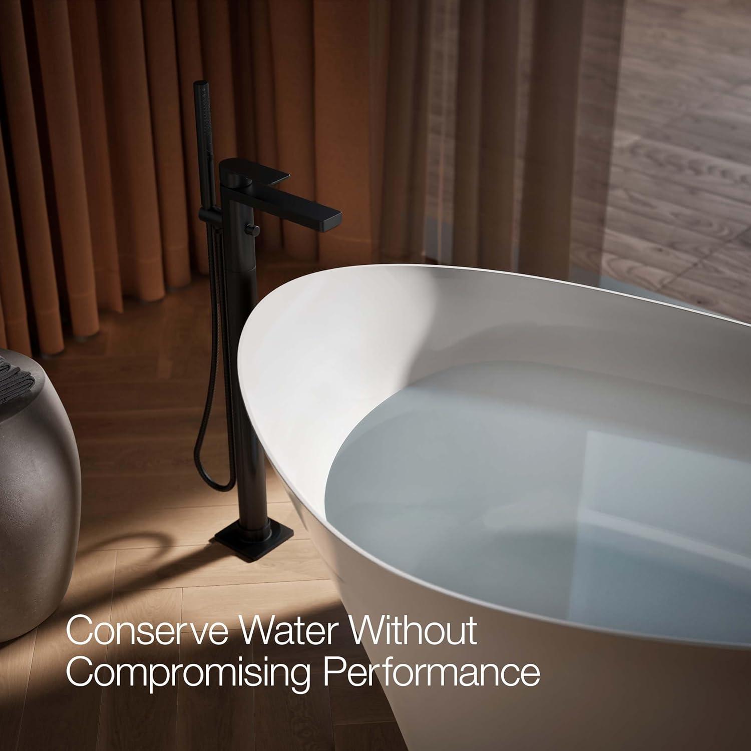 Parallel Floor-Mount Bath Filler Trim With Handshower