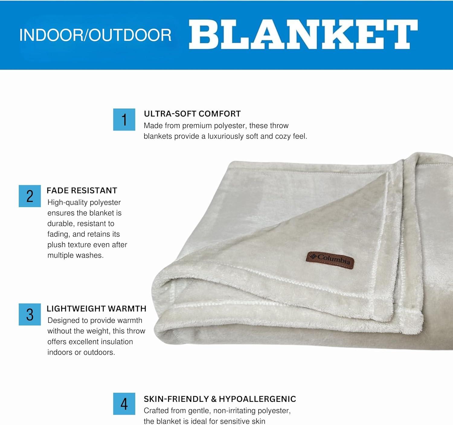 Columbia Super Soft Plush Fleece Throw Blanket Color: Dark Stone Size: N/A