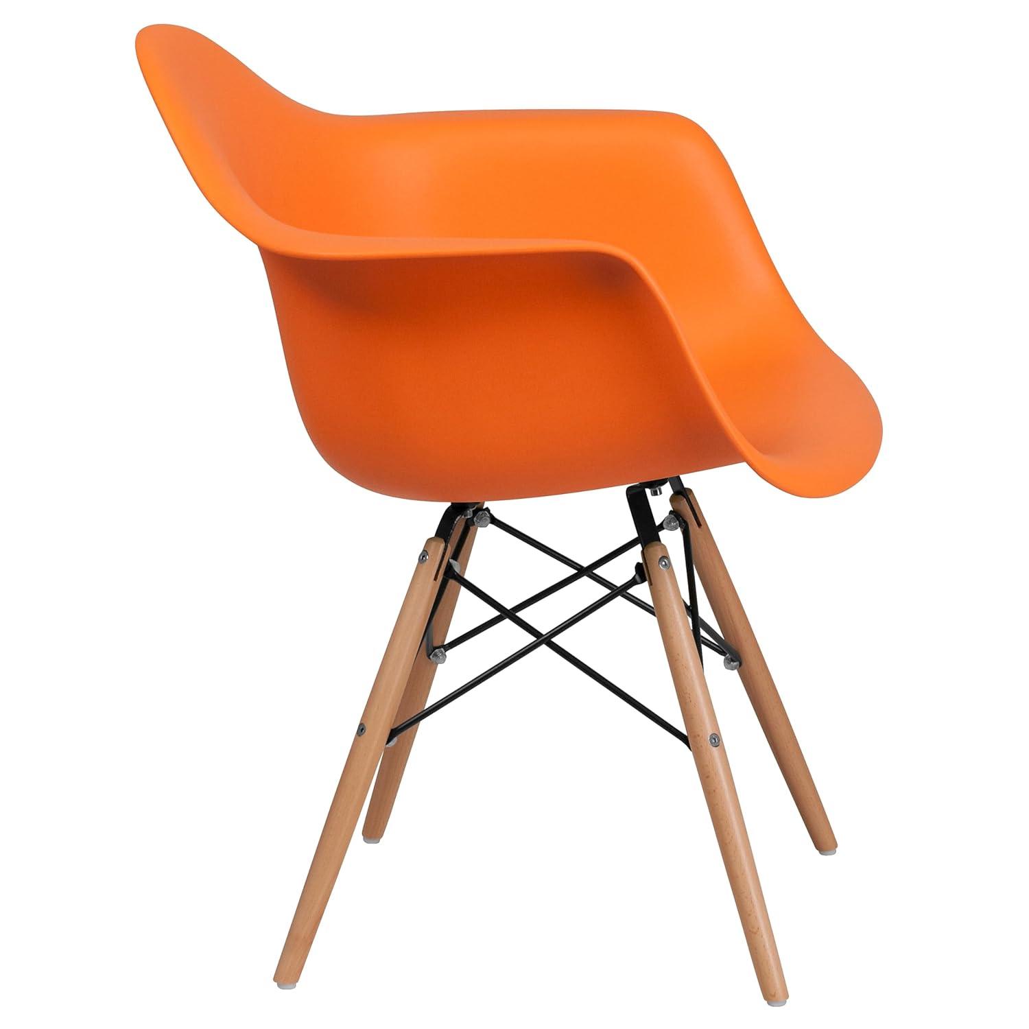 Flash Furniture Alonza Series Orange Plastic Chair with Wooden Legs