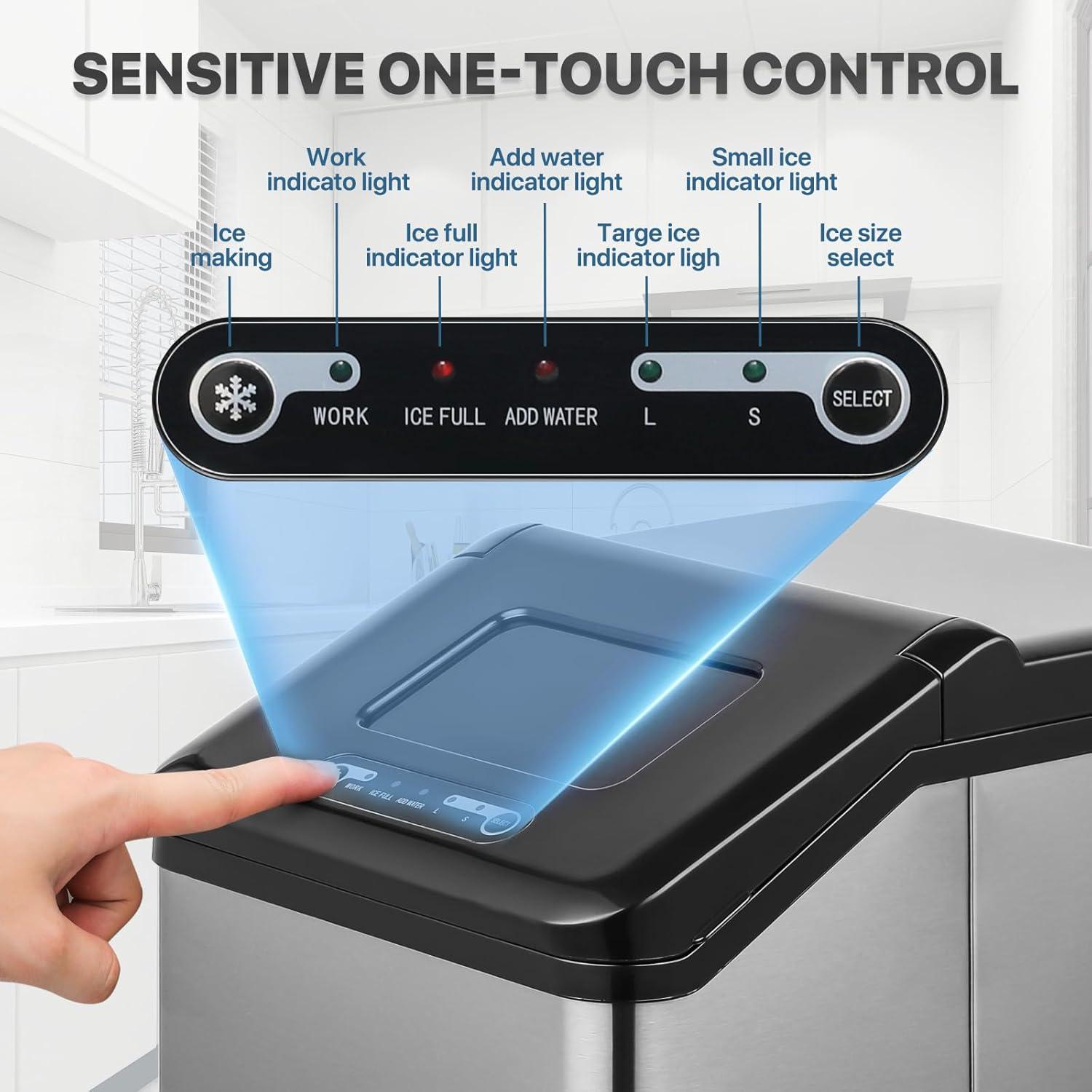 mollie Countertop Ice Maker Machine with Auto-Cleaning, 26lbs in 24Hrs, 32 Ice Cubes Ready in 20 Mins, Portable Ice Maker with Basket and Scoop for Home Kitchen Camping, Black