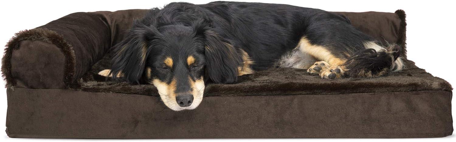 FurHaven Plush & Velvet Deluxe L-Chaise Orthopedic Pet Bed