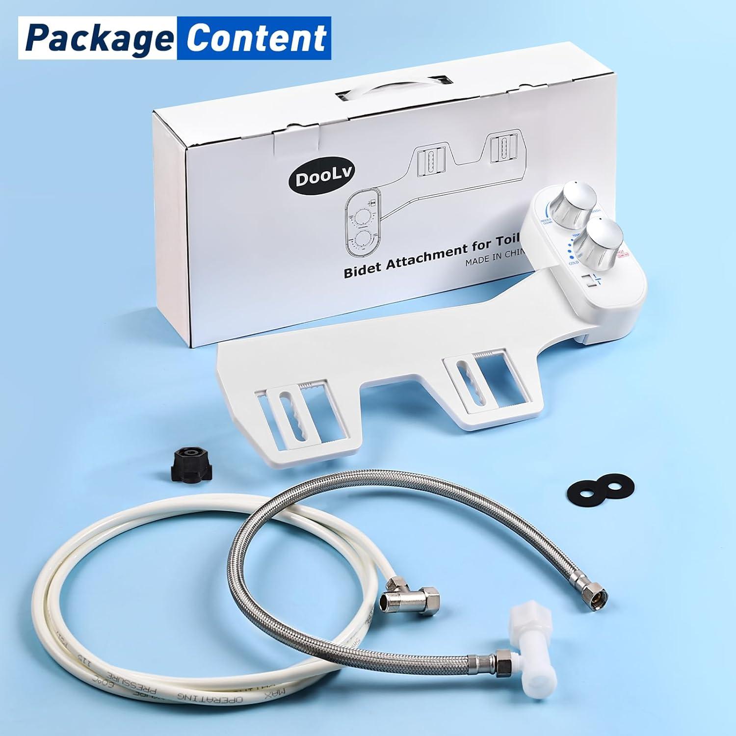 Hot and Cold Bidet Attachment for Toilet, Ultra-Slim Bidet Attachment Warm Water, Non-Electric Adjustable Pressure Self Cleaning Sprayer Nozzle Control for Posterior, Feminine Wash (Chrome)