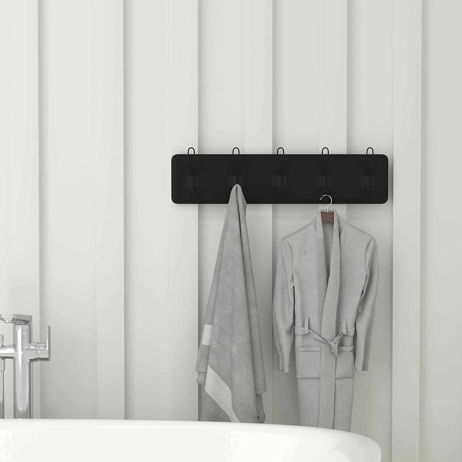 Flash Furniture Daly Rustic Rectangle Wood Coat Rack with Shelf/Storage, Black Wash