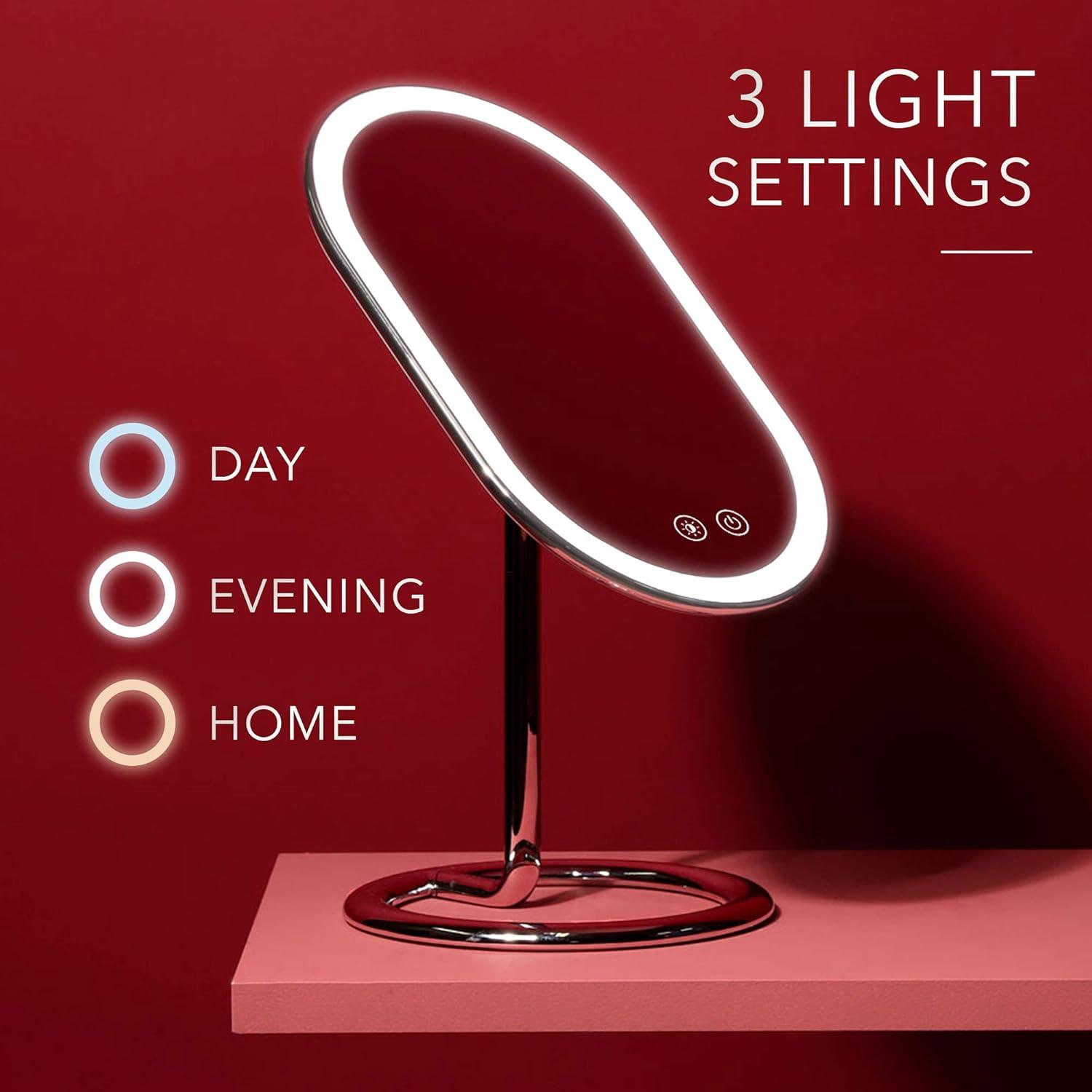 Vera Chrome Finish Oval LED Lighted Vanity Magnifying Mirror
