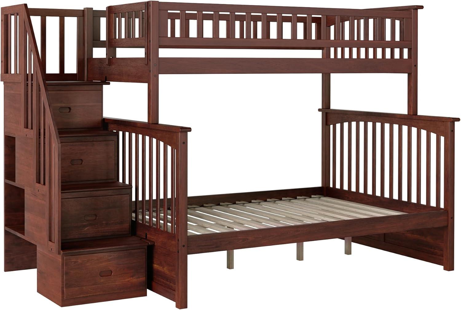 Columbia Staircase Bunk Bed Twin over Full in Walnut
