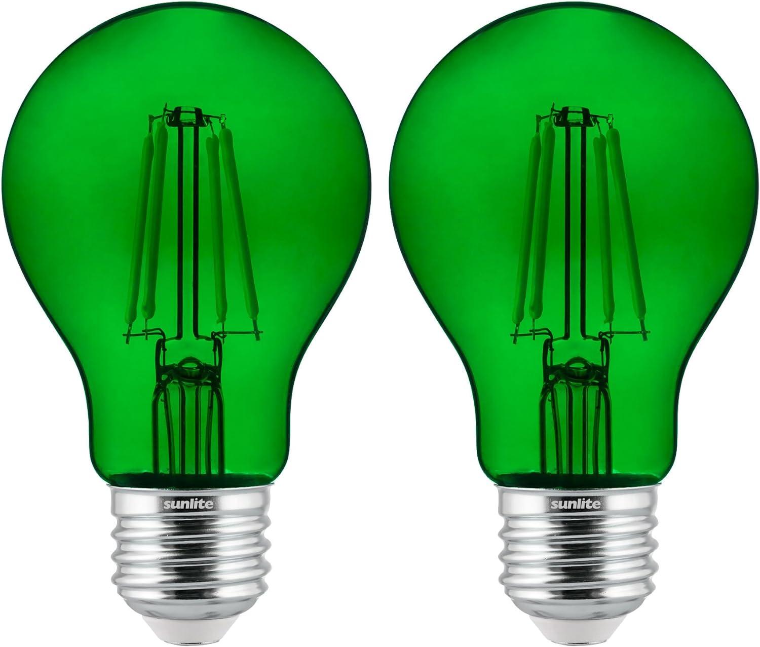 Green Dimmable A19 LED Filament Bulbs, Medium Base, 4.5 Watts