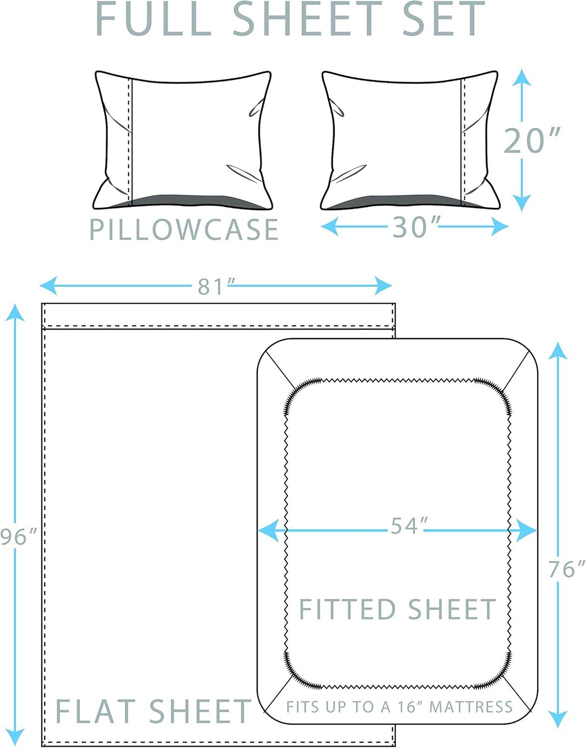 Full 4-Piece Sheet Set, Soft tees Luxury Cotton Modal Ultra Soft Jersey Knit Sheet Sets by Royale Linens