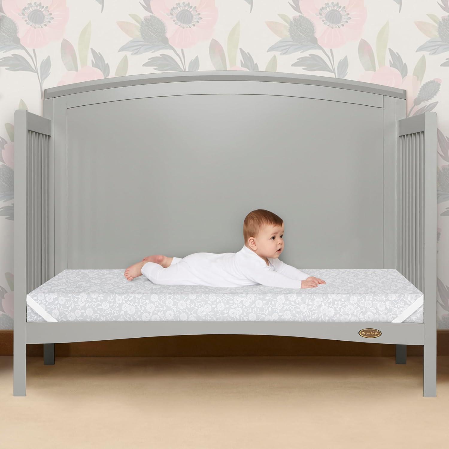 Dream on Me Orthopedic Firm Fiber Dual-Sided Crib & Toddler Mattress, Greenguard Gold Certified, 15 Years Warranty, Grey Embossed