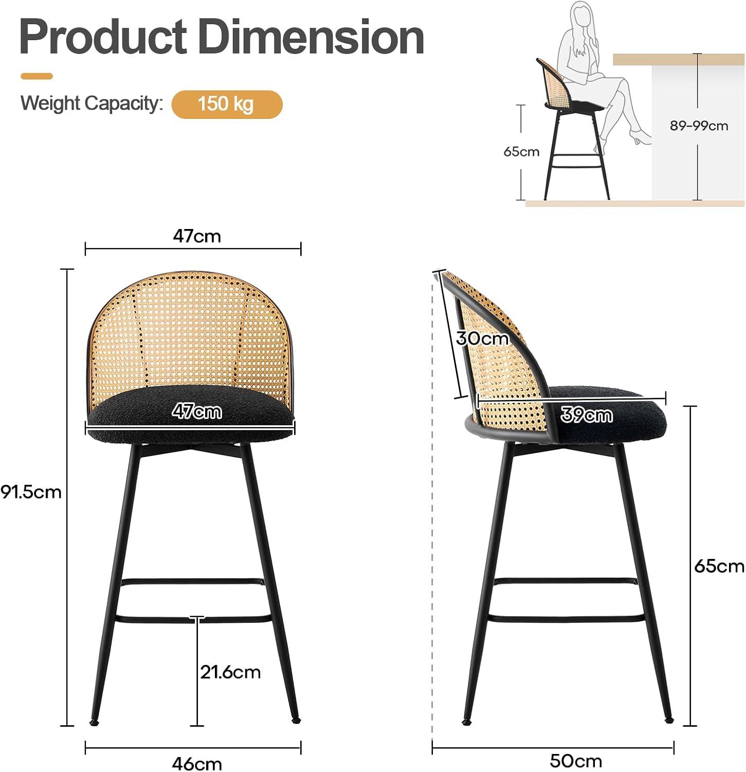 Bay Isle Home™ Cane Back Swivel Upholstered Counter & Bar Stool (Set of 2)