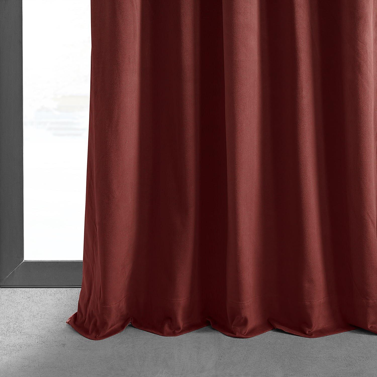 Half Price Drapes Signature Crimson Rust Velvet Blackout Curtains For Bedroom(1 Panel), 50WX 108L