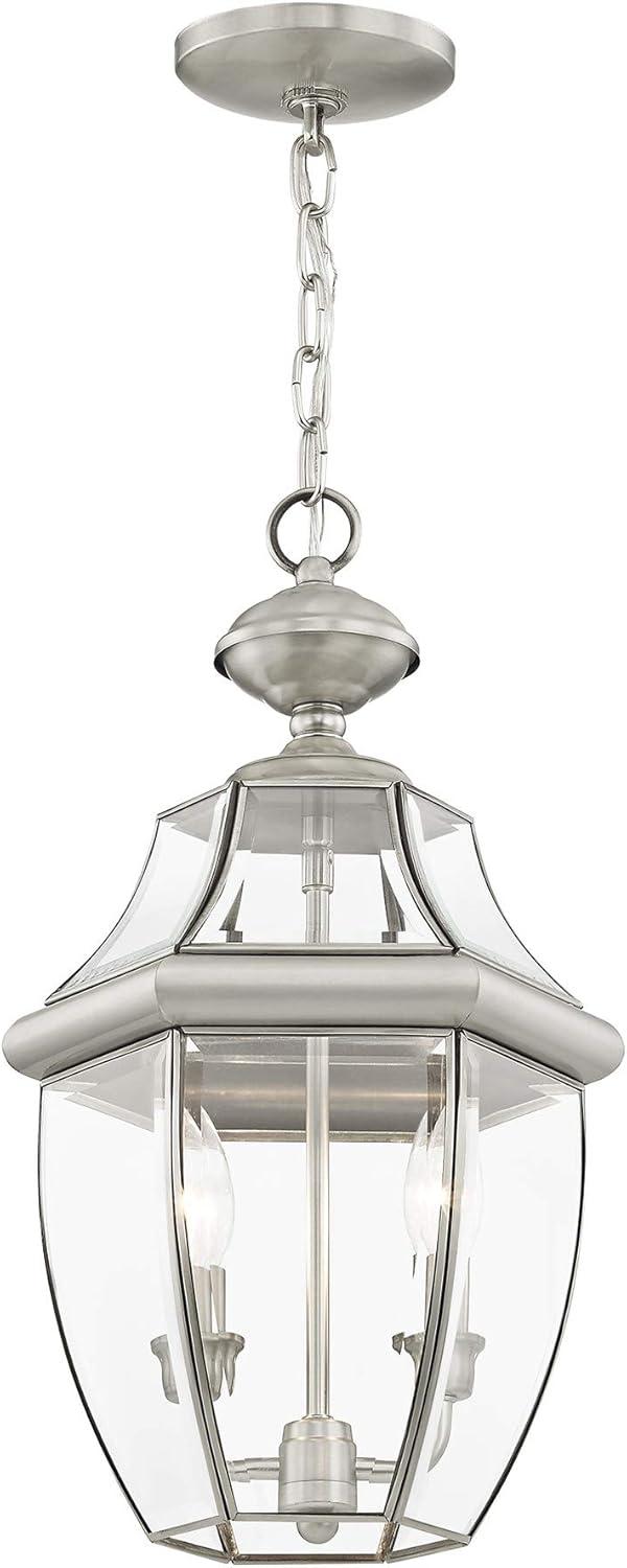 White Beveled Glass 2-Light Outdoor Hanging Lantern