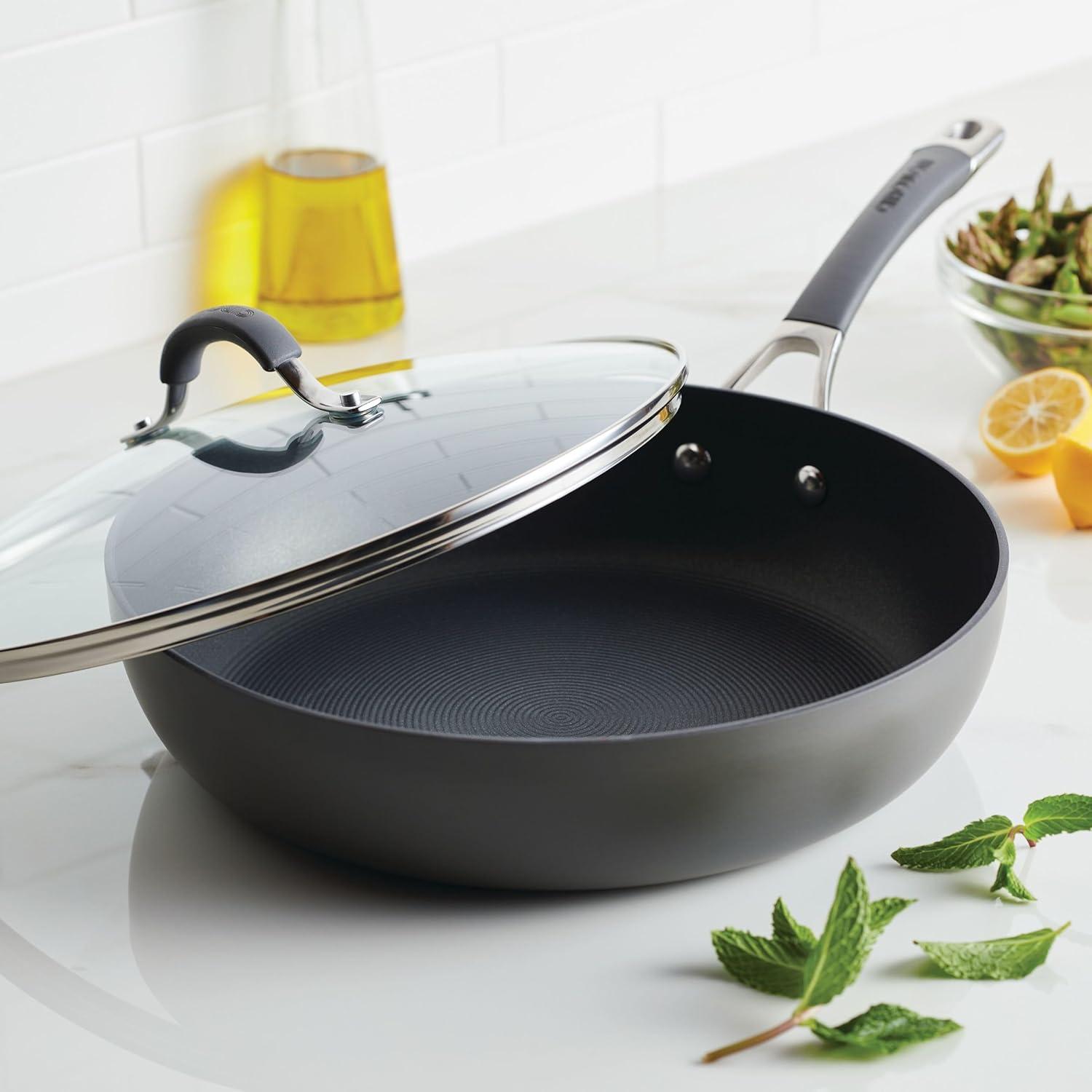 Circulon Radiance 12" Covered Deep Skillet: Nonstick Hard Anodized, 12 Inch with Lid, Oven & Dishwasher Safe