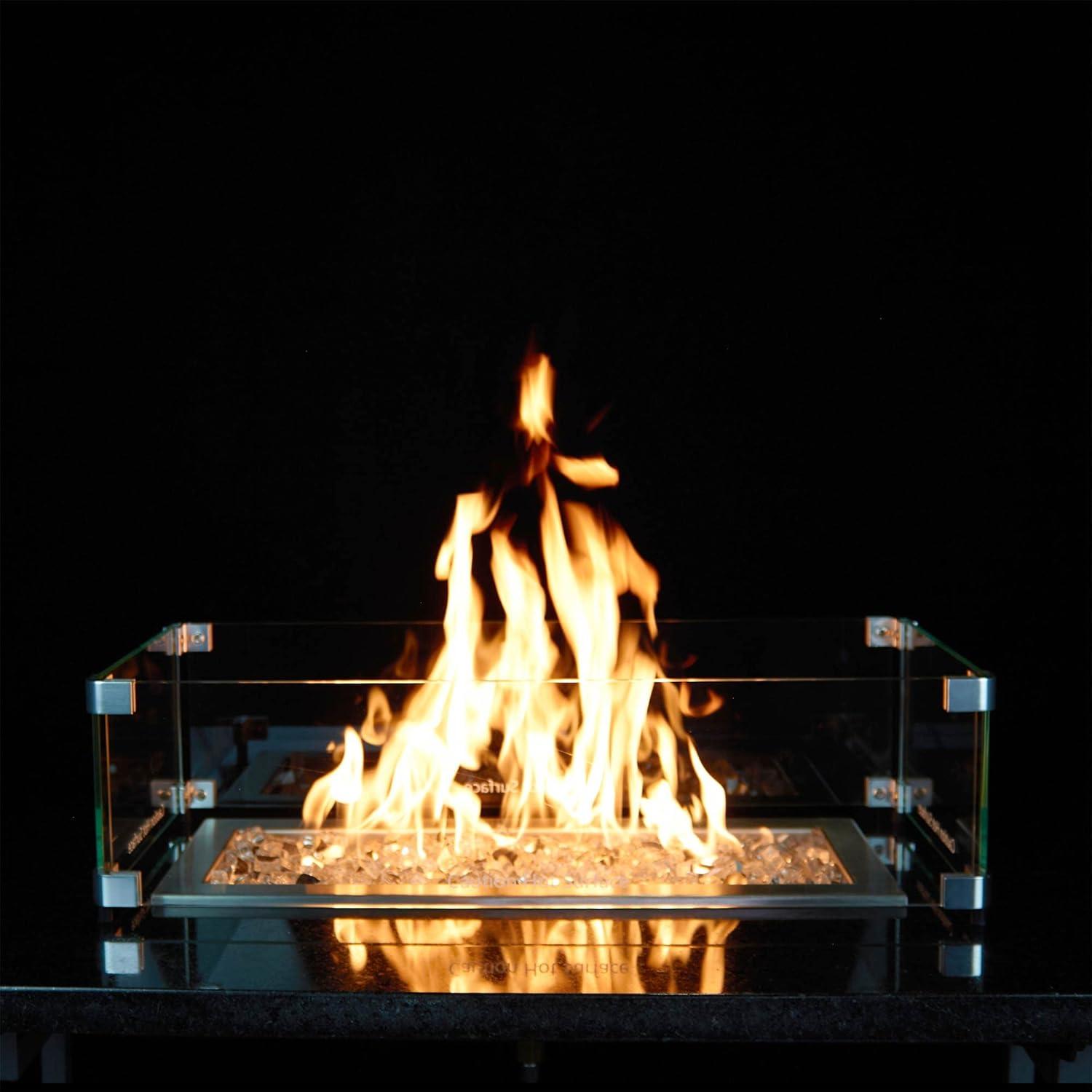 Celestial Fire Glass Rectangle Fire Pit Wind Guard