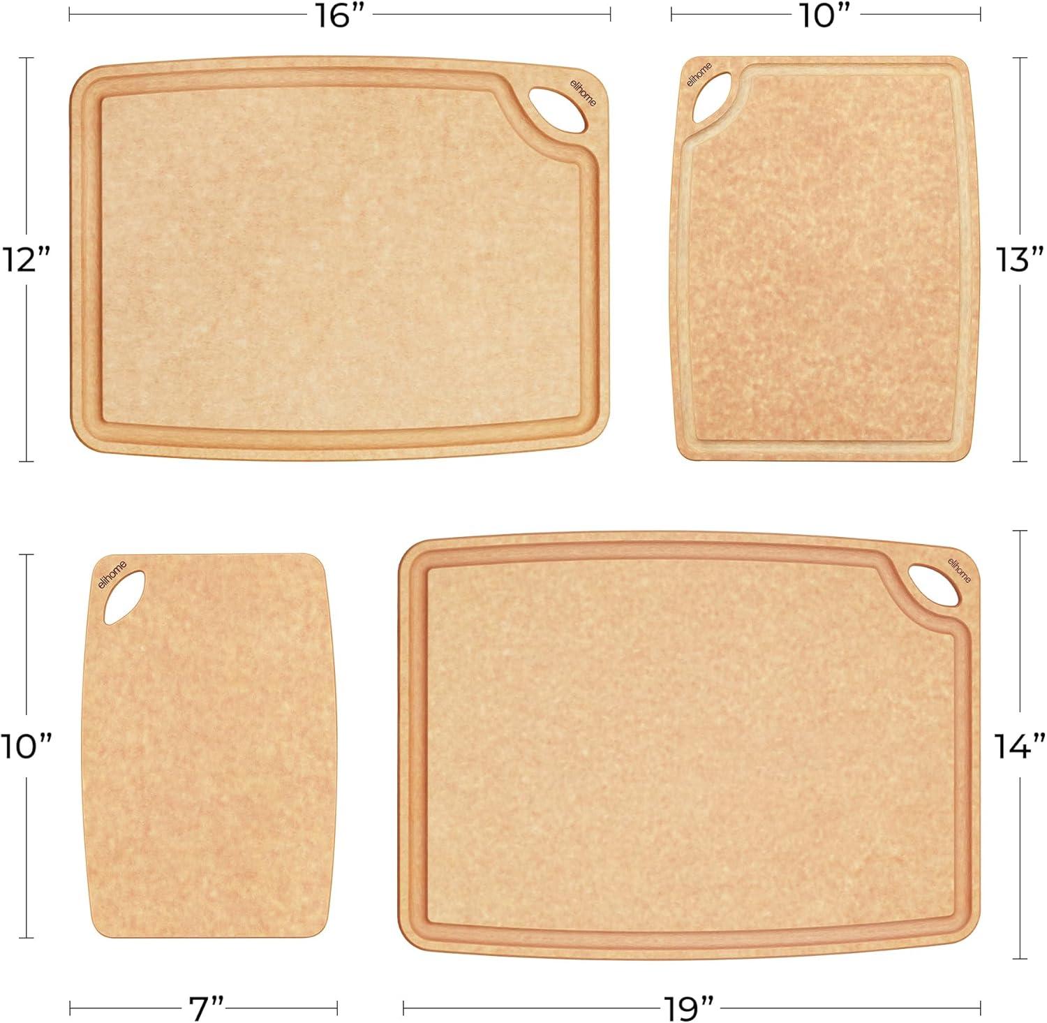 Natural Wood Fiber Composite 4-Piece Cutting Board Set