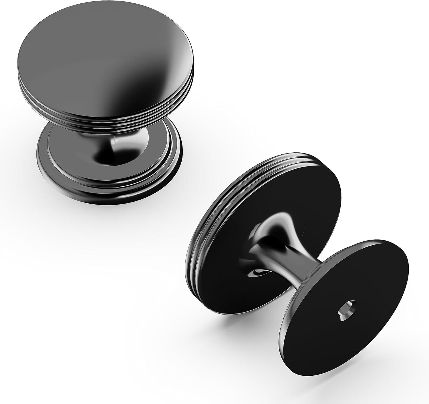 Modern Black Nickel Round Cabinet Knob 10-Pack