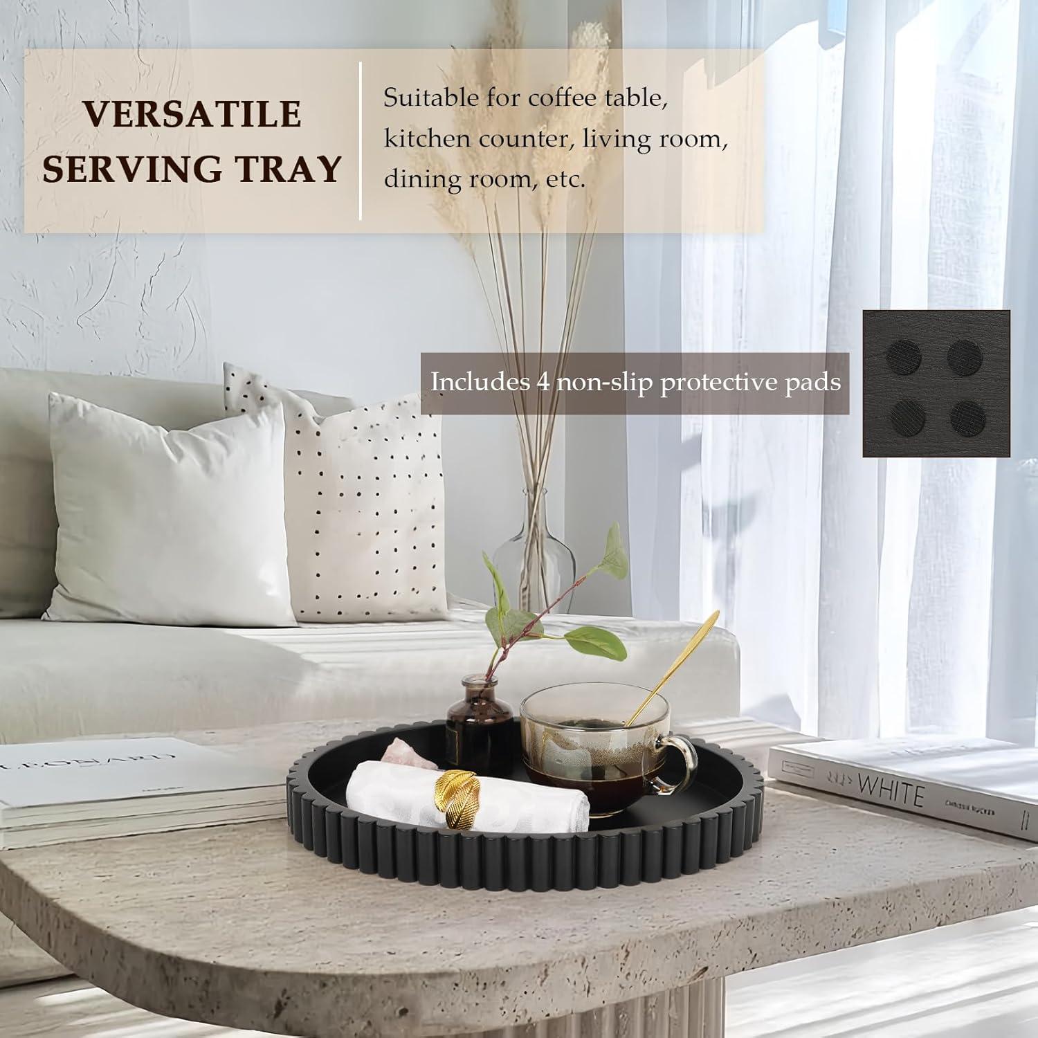 Oval Tray for Coffee Table Decor, 13" Concrete Tray, Table Centerpieces Decorative Trays for Home Decor, Modern Decorative Trays for Coffee Tables, Centerpiece Trays, Black