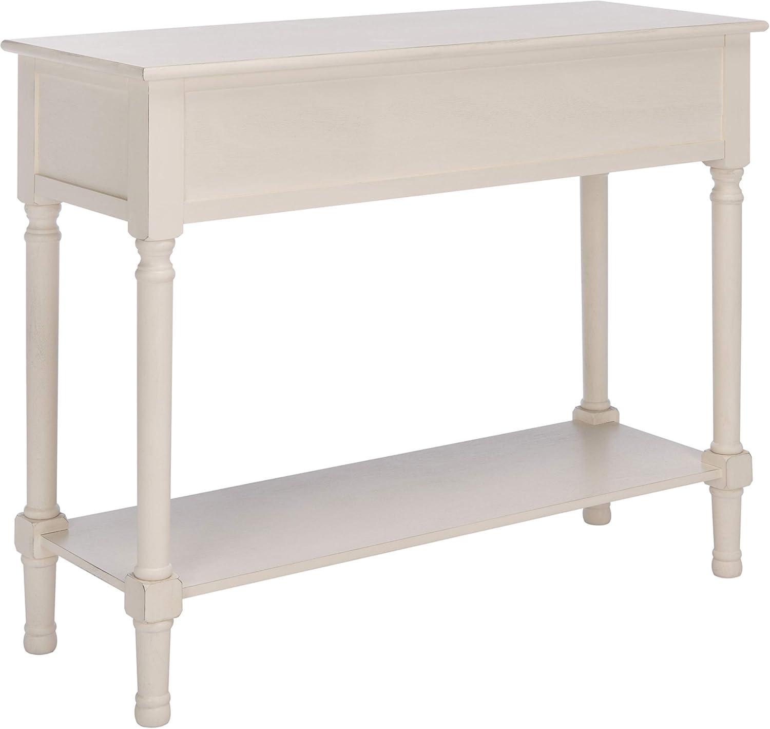 SAFAVIEH Ryder Solid 2 Drawer Console Table, Distressed White/Griege