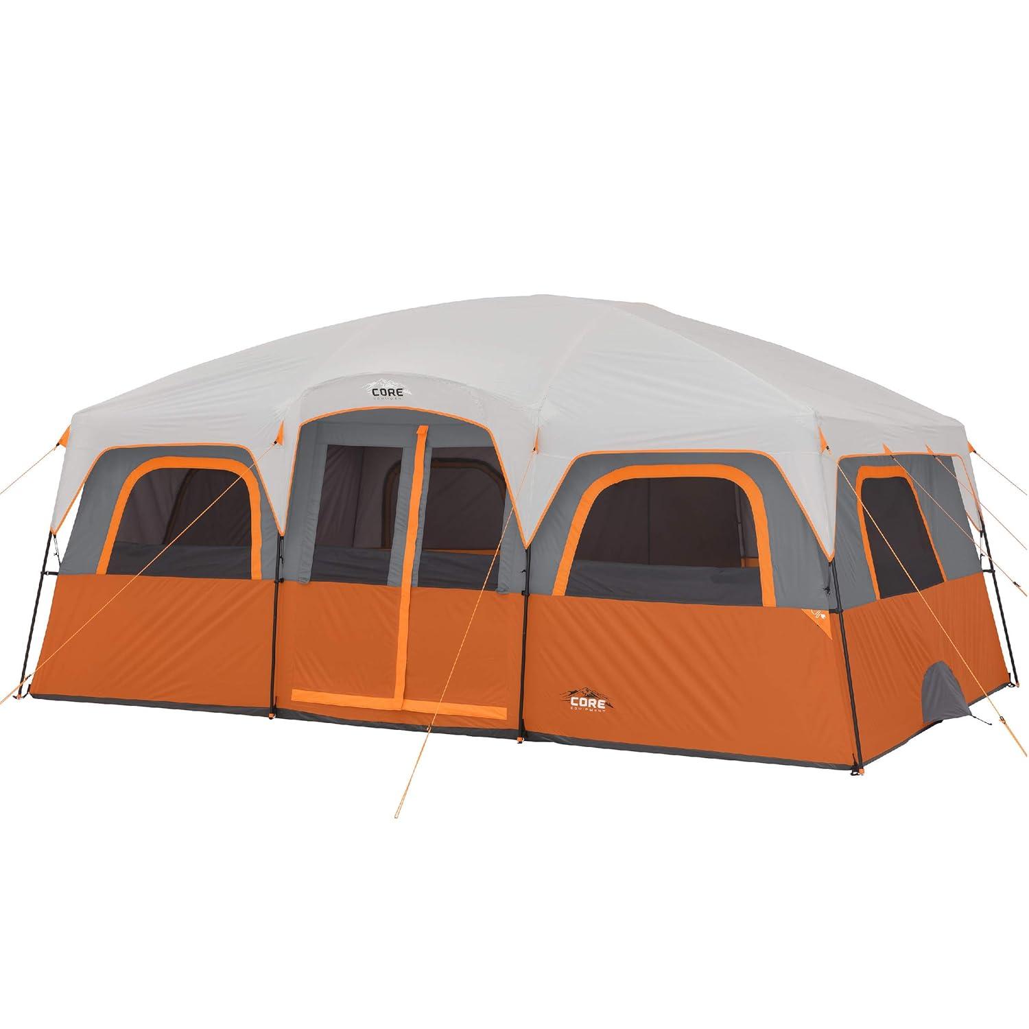 Large Orange and Gray 12-Person 2-Room Cabin Tent with Carry Bag