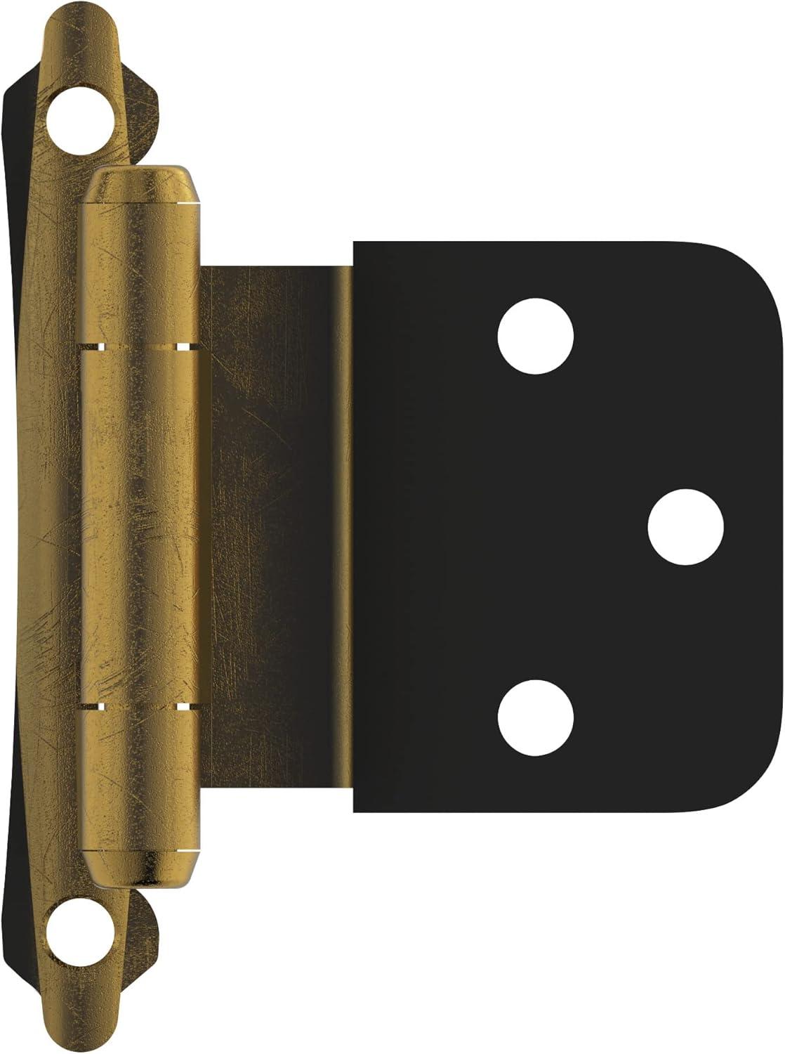 Antique Brass 3/8 Inch Self-Closing Cabinet Hinges, 2 Pack