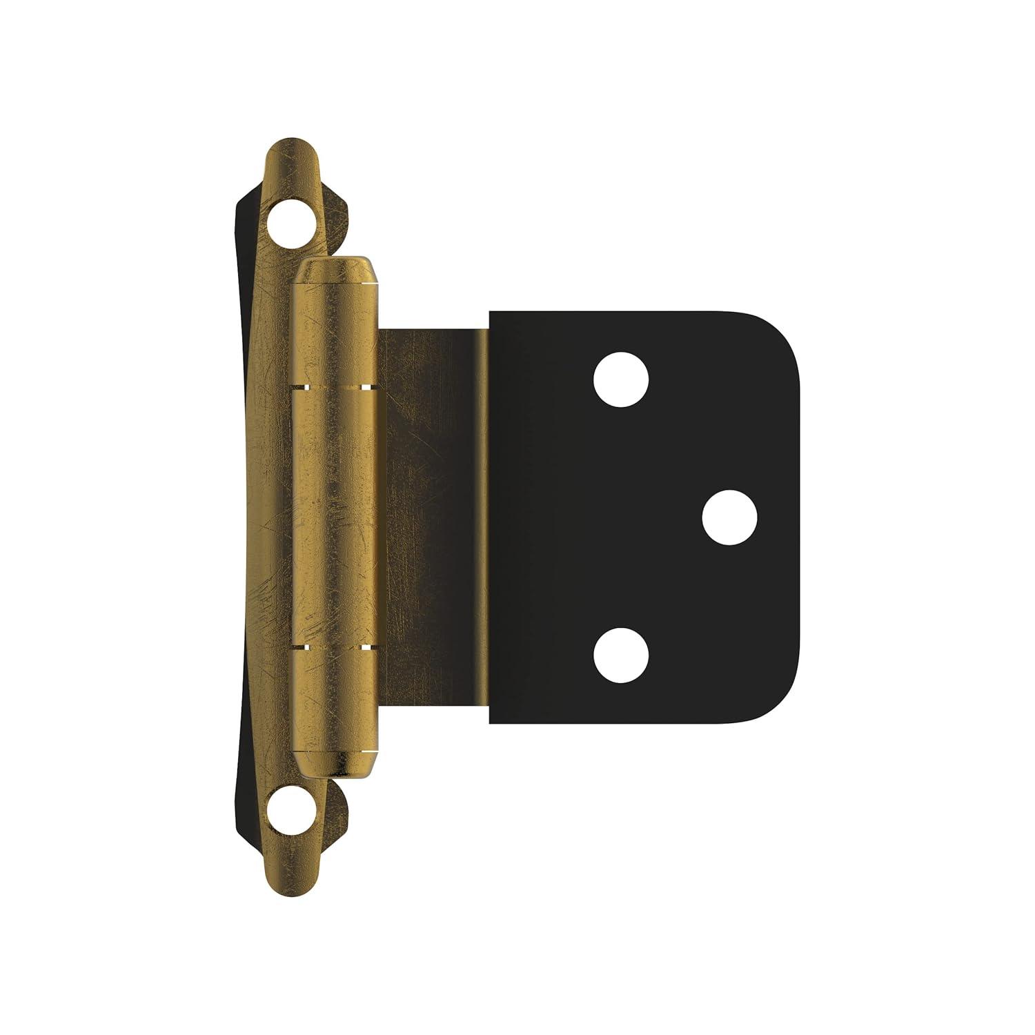 Antique Brass 3/8 Inch Self-Closing Cabinet Hinges, 2 Pack